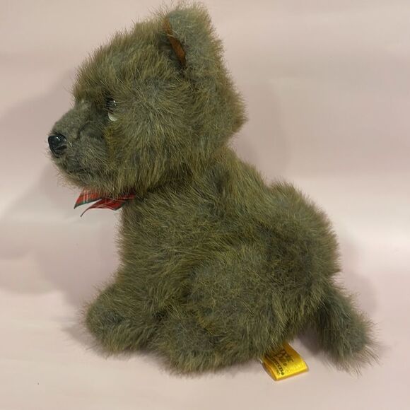 1992 Vintage 24K Special Effects Polar Puff dog terrier stuffed animal plaid EUC - Picture 2 of 9